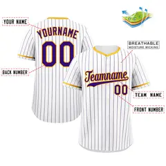White Purple Gold Hook Stripe Baseball Jersey 2