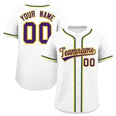 White Purple Gold Kelly Green Mardi Gras Baseball Jersey