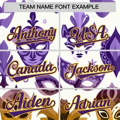 White Purple Gold Mardi Gras Authentic Baseball Jersey 4