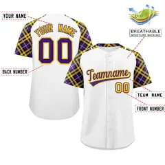 White Purple-Gold Raglan Sleeves Authentic Baseball Jersey 2