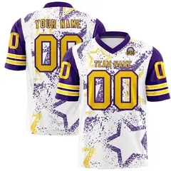 White Purple-Gold Star Pattern Authentic Football Jersey 1