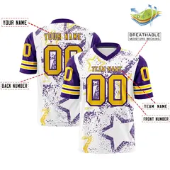 White Purple-Gold Star Pattern Authentic Football Jersey 2