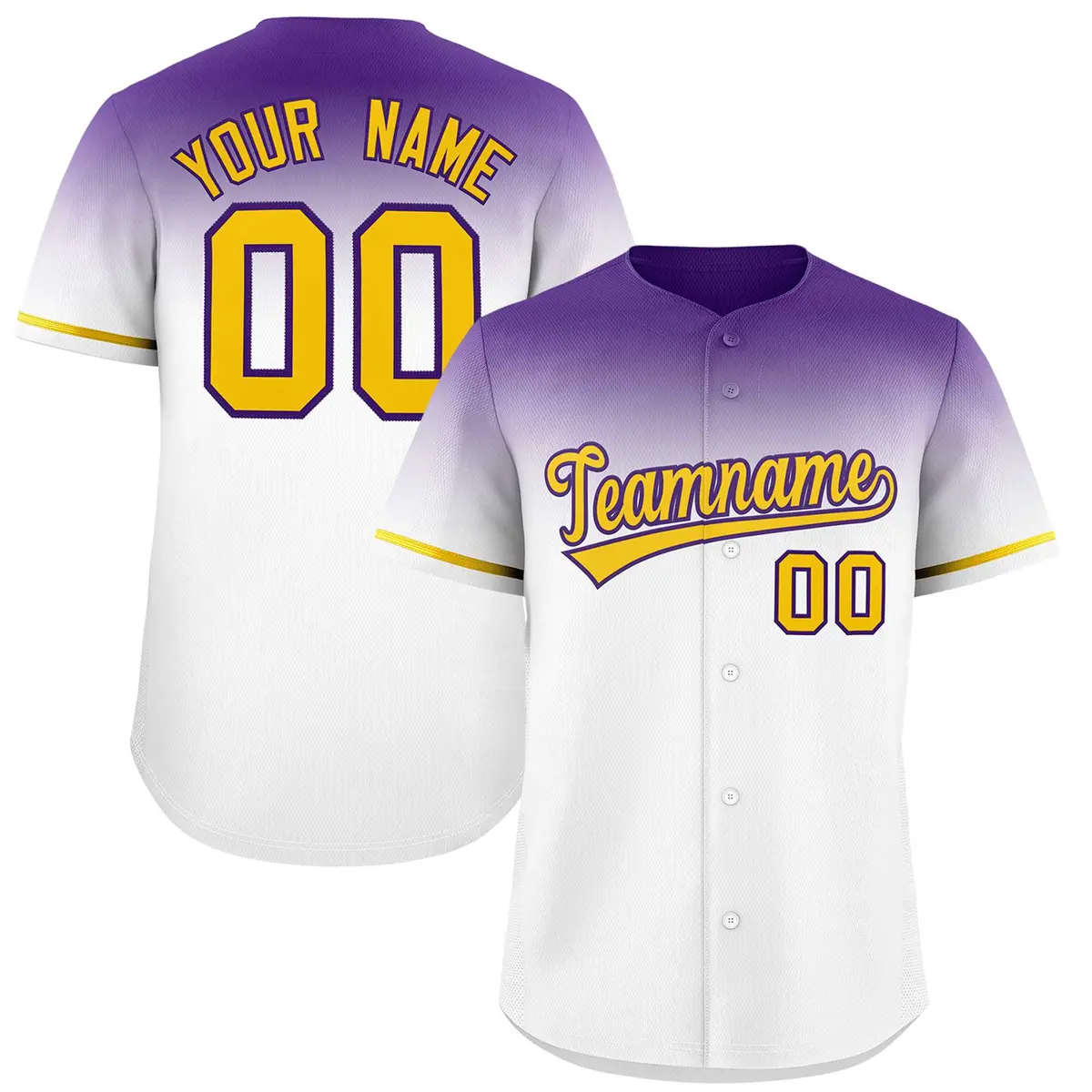 White Purple Gradient Authentic Baseball Jersey