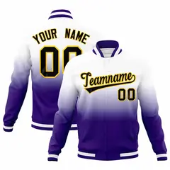 White Purple Gradient Full-Snap Varsity Letterman Jacket 1
