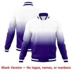 White Purple Gradient Full-Snap Varsity Letterman Jacket 7