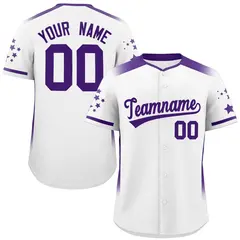 White Purple Gradient Side Star Pattern Baseball Jersey