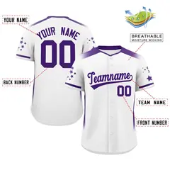 White Purple Gradient Side Star Pattern Baseball Jersey 2