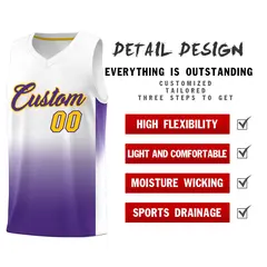 White Purple Gradient Sports Uniform Basketball Jersey 2