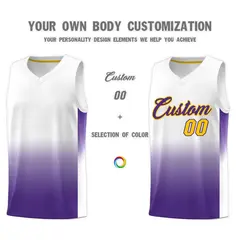 White Purple Gradient Sports Uniform Basketball Jersey 3