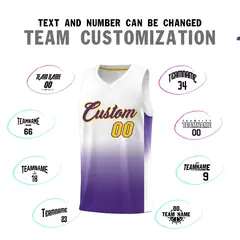 White Purple Gradient Sports Uniform Basketball Jersey 4