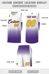 White Purple Gradient Sports Uniform Basketball Jersey 5