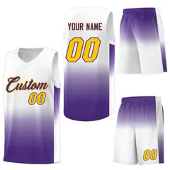 White Purple Gradient Sports Uniform Basketball Jersey 7