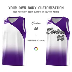White Purple Gradient Sports Uniform Basketball Jersey 3