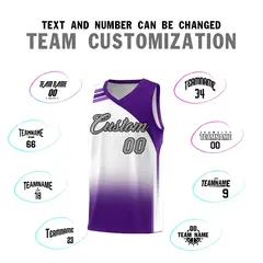 White Purple Gradient Sports Uniform Basketball Jersey 4