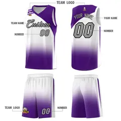 White Purple Gradient Sports Uniform Basketball Jersey 5