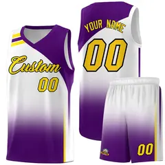 White Purple Gradient Sports Uniform Basketball Jersey 1
