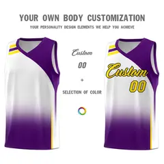White Purple Gradient Sports Uniform Basketball Jersey 3