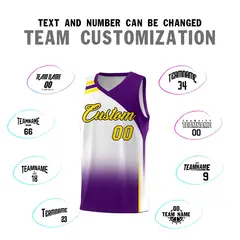 White Purple Gradient Sports Uniform Basketball Jersey 4