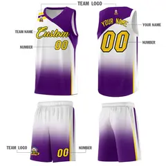 White Purple Gradient Sports Uniform Basketball Jersey 5