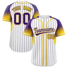 White Purple Gradient Stripe Fashion Sleeves Baseball Jersey