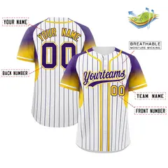 White Purple Gradient Stripe Fashion Sleeves Baseball Jersey 2