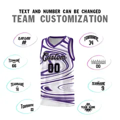 White Purple Graffiti Fluids Style Basketball Jersey Sets 4