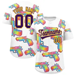 White Purple Graffiti Pattern Baseball Jersey 1