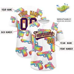 White Purple Graffiti Pattern Baseball Jersey 2