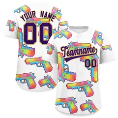 White Purple Graffiti Pattern Baseball Jersey 1