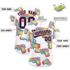 White Purple Graffiti Pattern Baseball Jersey 2