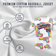 White Purple Graffiti Pattern Baseball Jersey 3