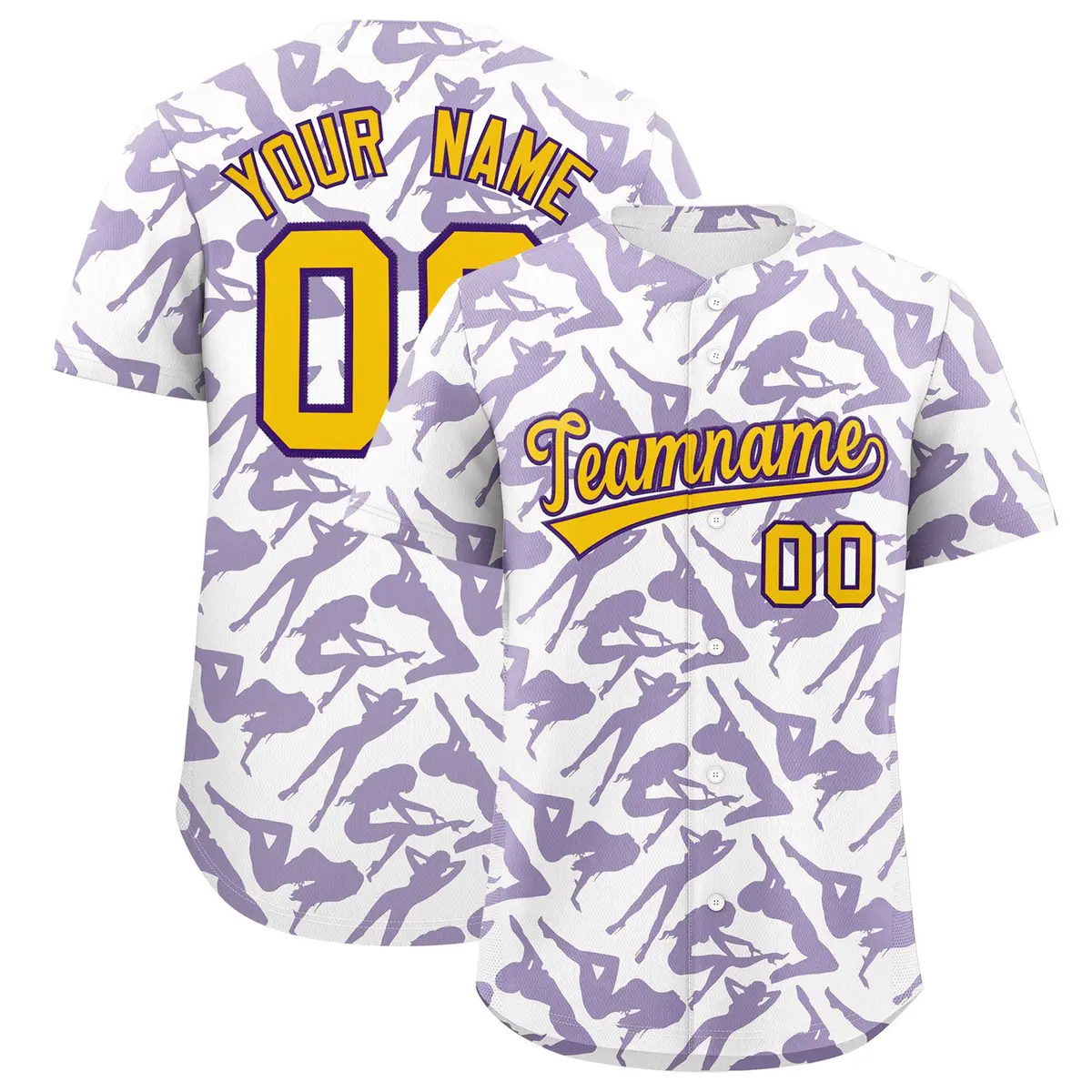 White Purple Graffiti Pattern Baseball Jersey