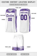 White Purple Graffiti Pattern Basketball Jersey 2
