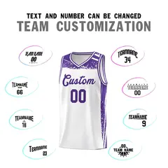 White Purple Graffiti Pattern Basketball Jersey 3