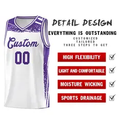 White Purple Graffiti Pattern Basketball Jersey 4