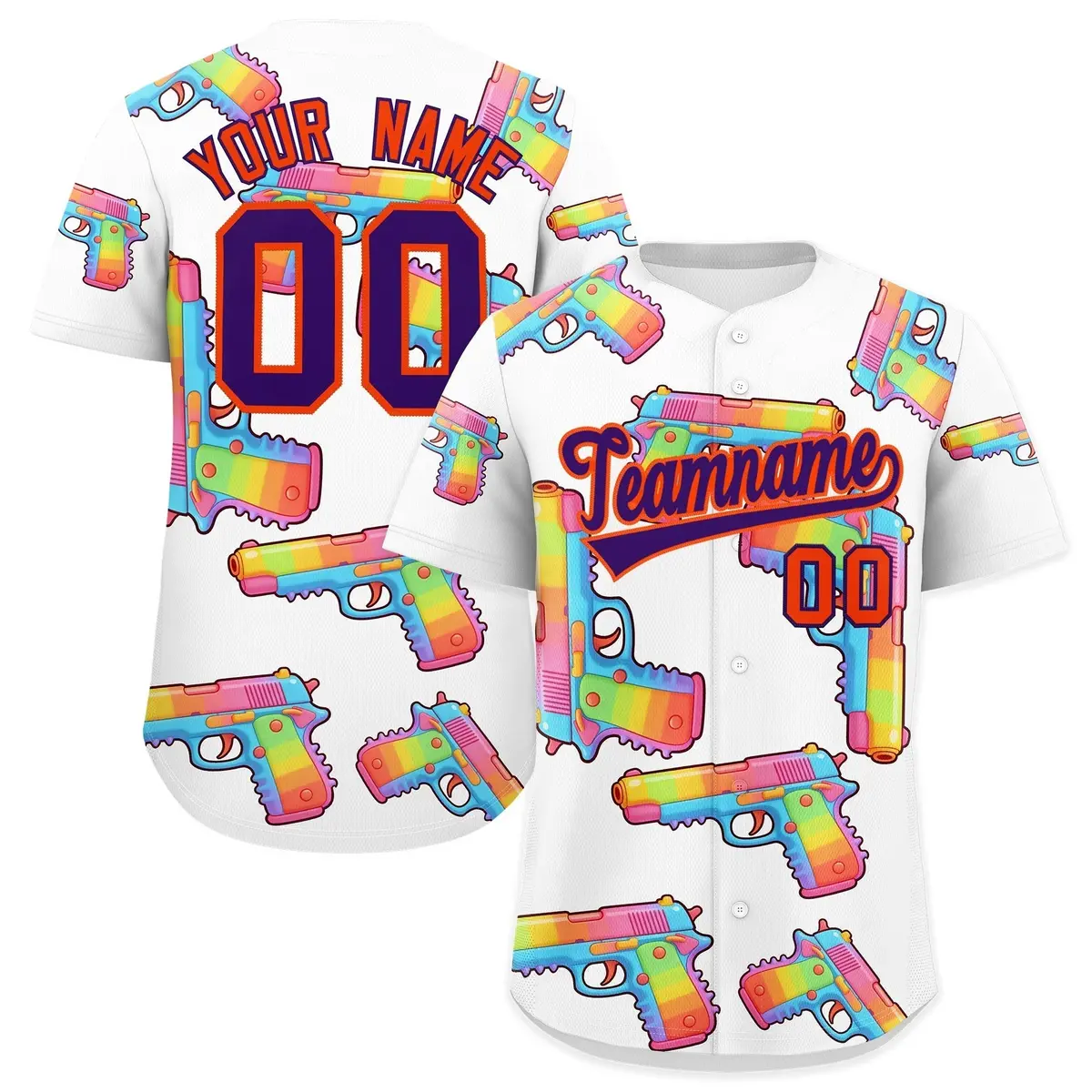 White Purple Graffiti Pattern Breathable Baseball Jersey