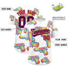 White Purple Graffiti Pattern Breathable Baseball Jersey 2