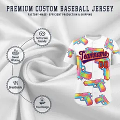 White Purple Graffiti Pattern Breathable Baseball Jersey 3