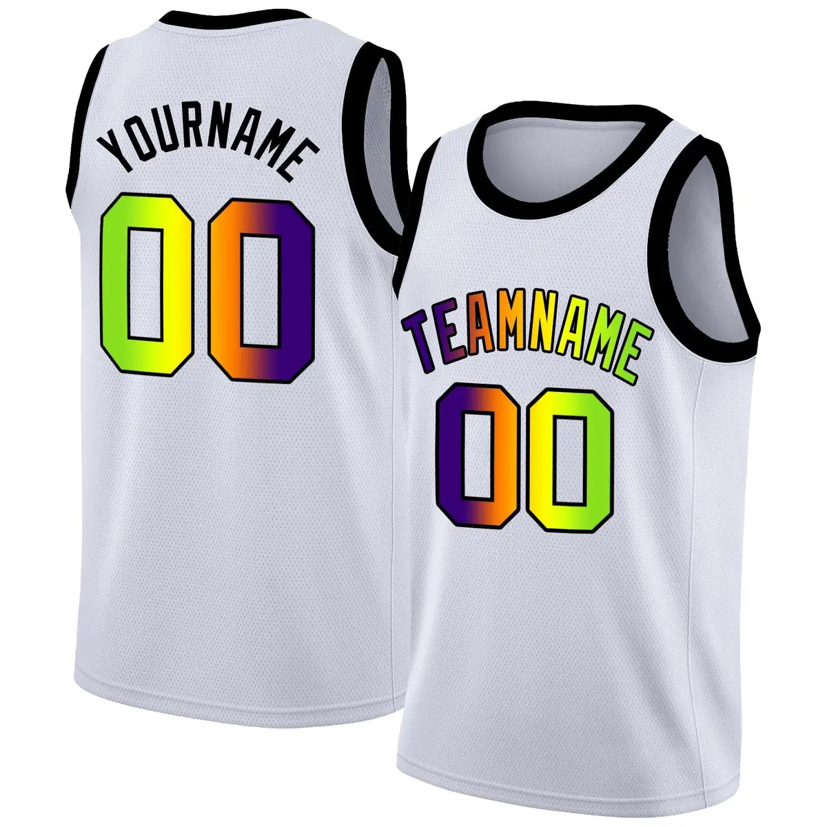 White Purple Green Gradient Fashion Basketball Jersey