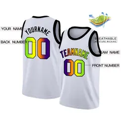 White Purple Green Gradient Fashion Basketball Jersey 2