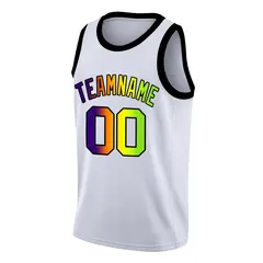 White Purple Green Gradient Fashion Basketball Jersey 3