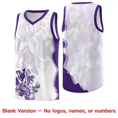 White Purple Illusion Flower Graffiti Basketball Jersey 7