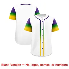White Purple Kelly Green Gold Gradient Mardi Gras Baseball Jersey 2