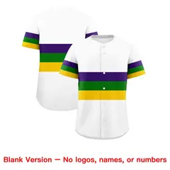 White Purple Kelly Green Gold Mardi Gras Baseball Jersey 2