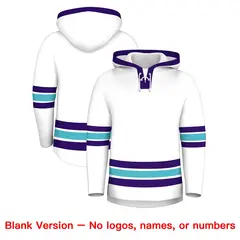 White Purple Lace-Up Neck Hockey Hoodie 7
