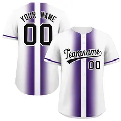 White Purple Lapel Gradient Fashion Baseball Jersey