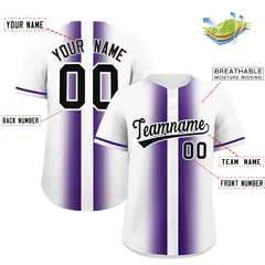 White Purple Lapel Gradient Fashion Baseball Jersey 2