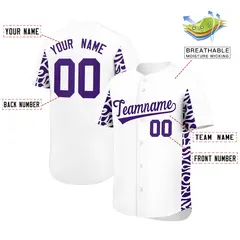 White Purple Leopard Graffiti Side Design Baseball Jersey 2