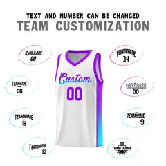 White Purple-Light Blue Gradient Basketball Jersey 4