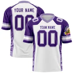 White Purple-Light Purple Raglan Side Pattern Football Jersey 1